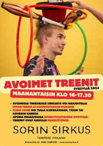 Avoimet treenit Sorin Sirkuksella maanantaisin klo 16-17.30